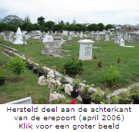 Hersteld deel aan de achterkant van de erepoort (april 2006) | Foto: Stichting Peutjut-Fonds